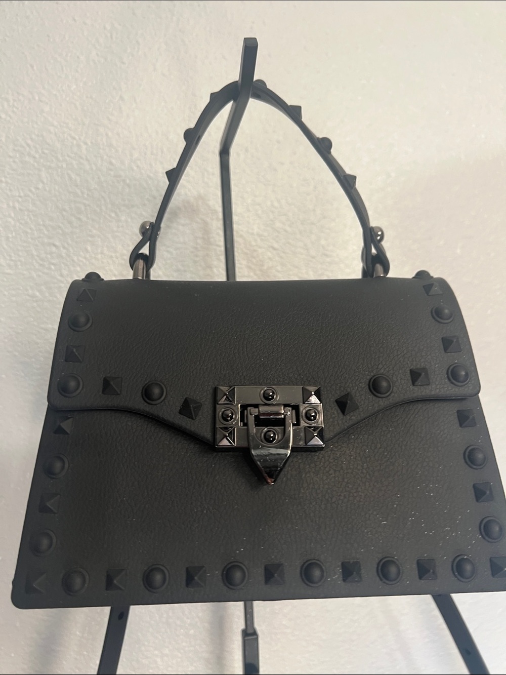 Black Studded Top-Handle Women's Bag